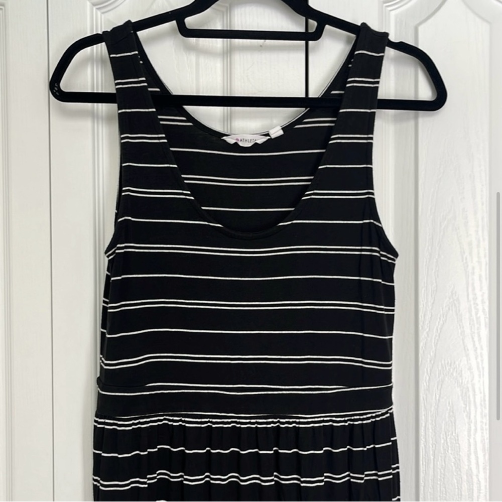 Athleta Black and White Striped Tank Top